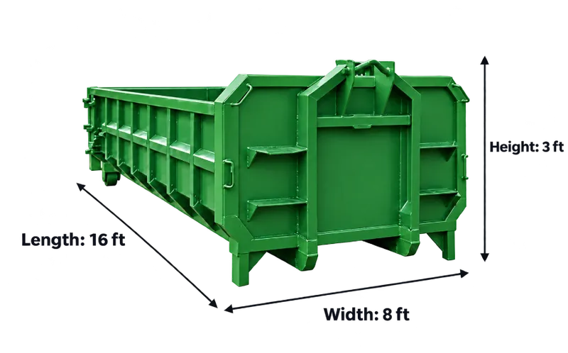 3ft skip tank, 16ft by 8ft by 3ft, up to 3 tons