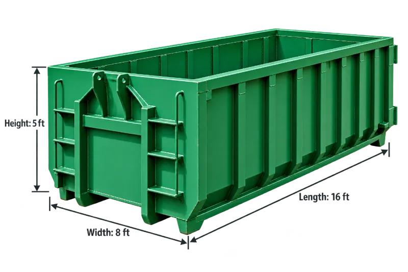 5ft skip tank, 16ft by 8ft by 5ft, up to 5 tons